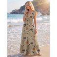 thumbnail image 6 of Navy Floral Print A-Line Maxi Dress With Cap Sleeves And Ruffle Hem Multicolor 3, 6 of 8