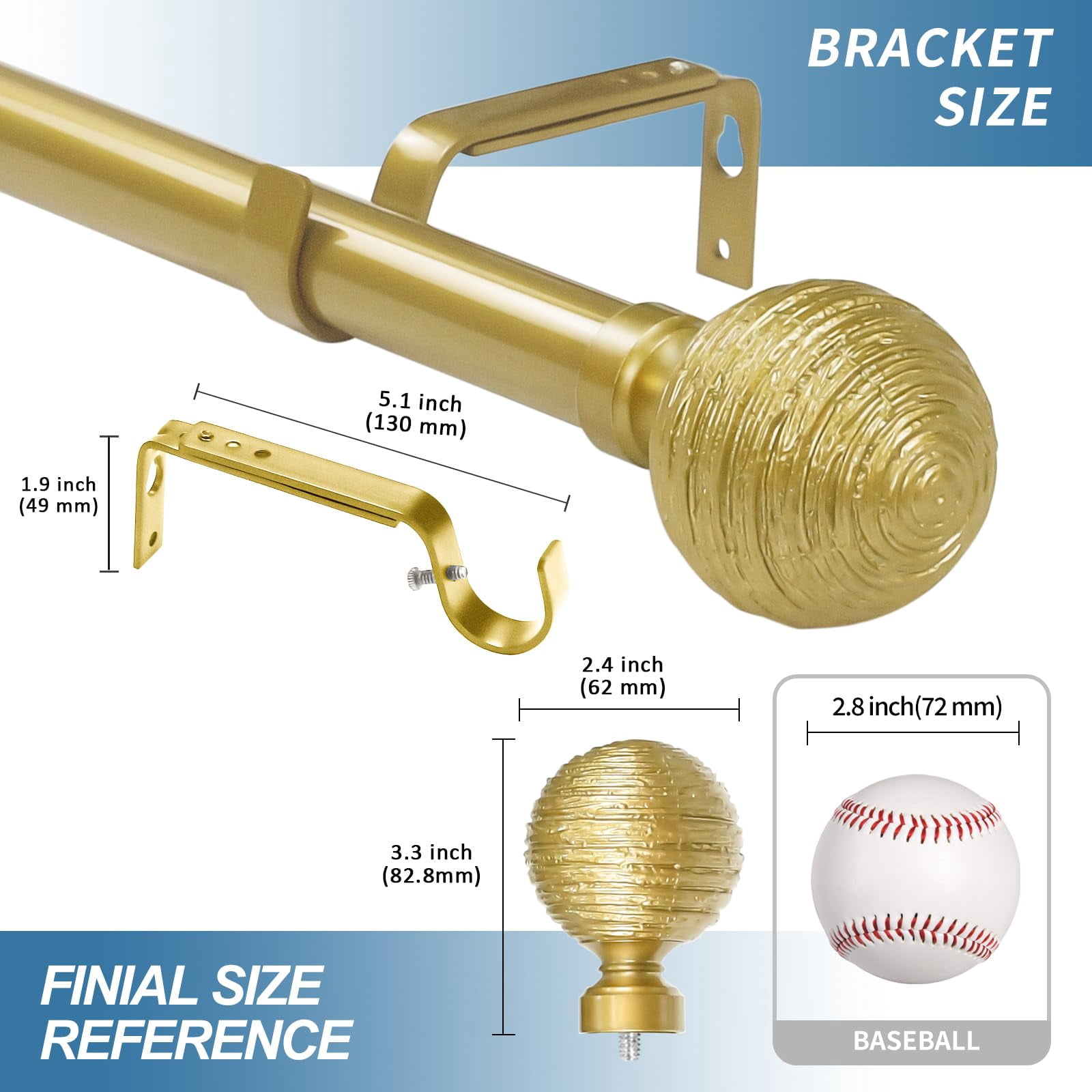 Urbanest 1" Favo Adjustable Curtain Rod, 28"-48", Renaissance Gold
