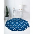 thumbnail image 1 of Unique Loom 3151659 5 x 5 ft. Rounded Trellis Frieze Octagon Rug, Navy Blue, 1 of 2