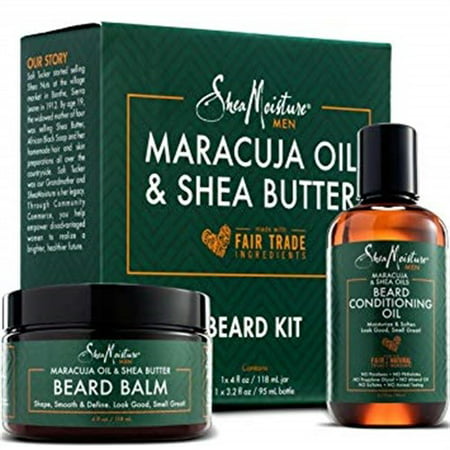 Shea Moisture Beard Oil & Balm Grooming Kit For Men, Organic All natural Maracuja & Shea Oils, Beard Conditioning Oil, 3.2 Ounce & Beard Balm, 4 Ounce. Moisturize &