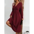 thumbnail image 2 of Women'S Long Sleeve Maxi Dress  Fall Trendy Elegant V-Neck Flowy Wedding Guest Holiday Formal Long Dresses, 2 of 7