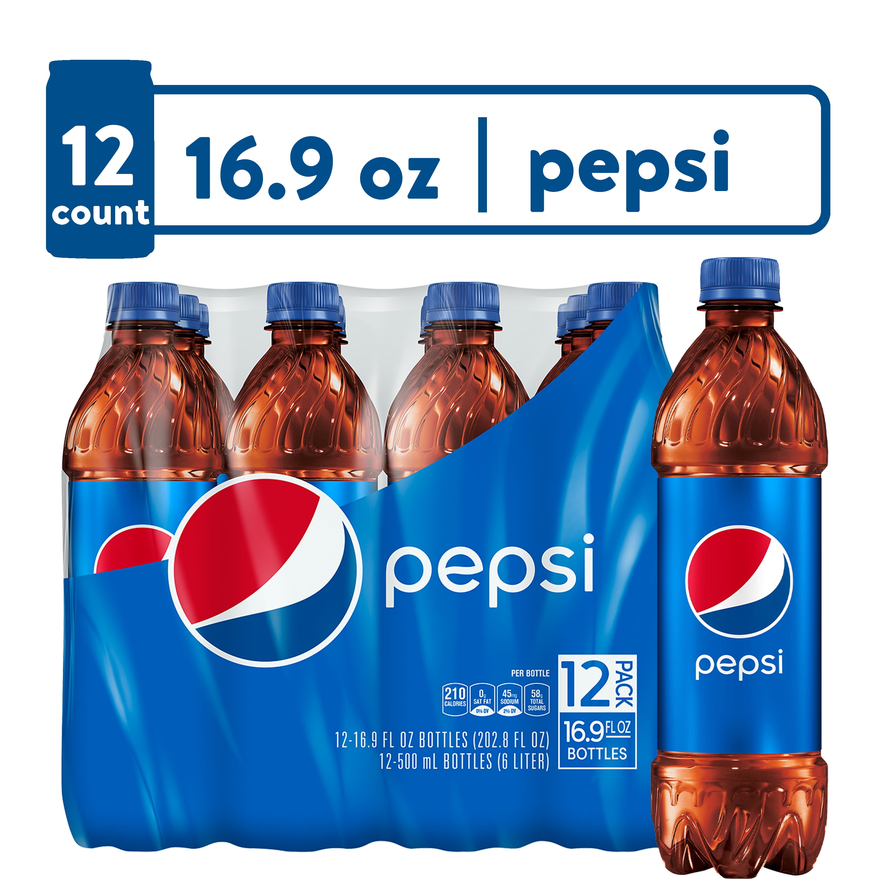 Pepsi Cola Soda Pop 169 Fl Oz 12 Pack Bottles 