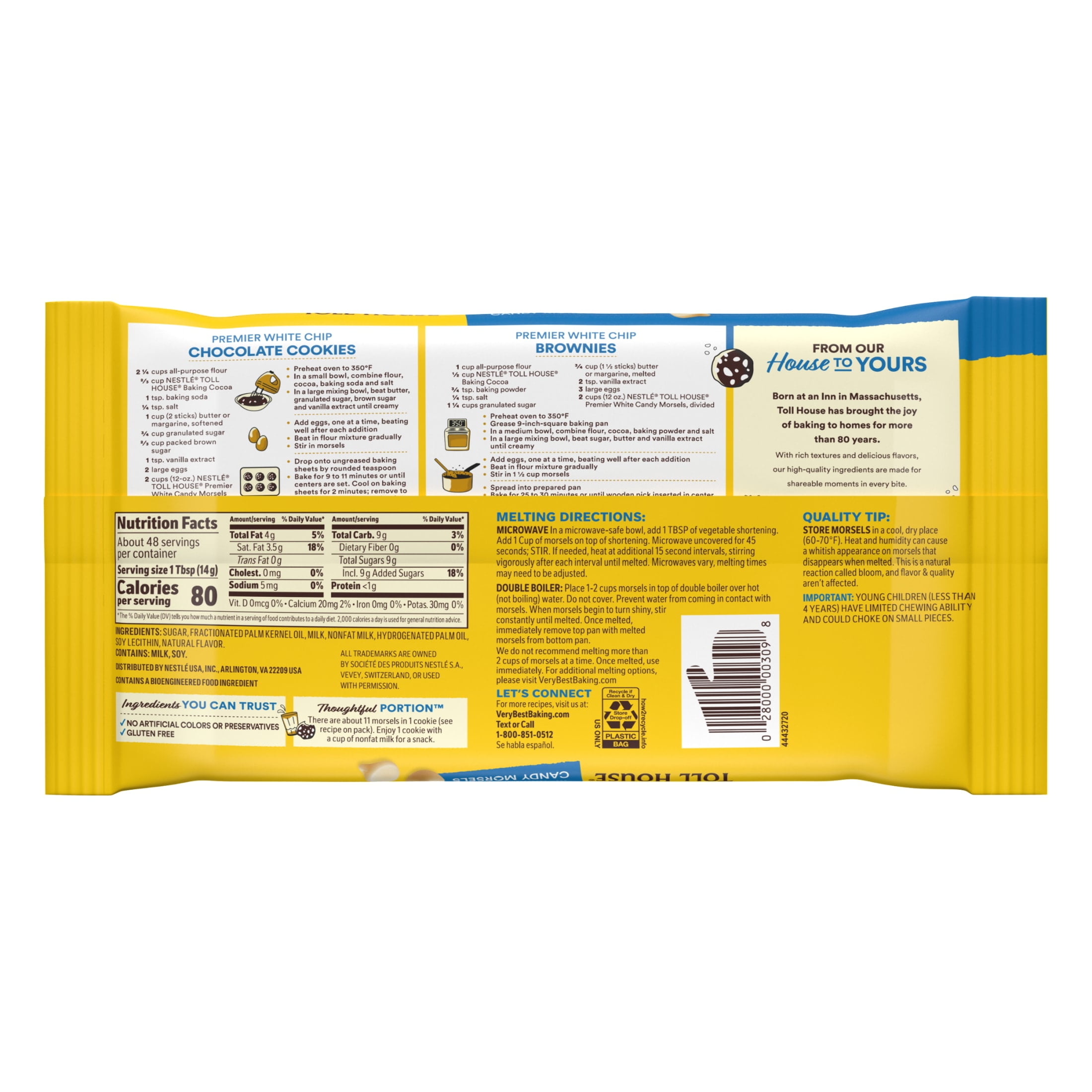 Nestle Toll House Premier White Regular Baking Chips, Morsels for Baking, 24 oz Bag