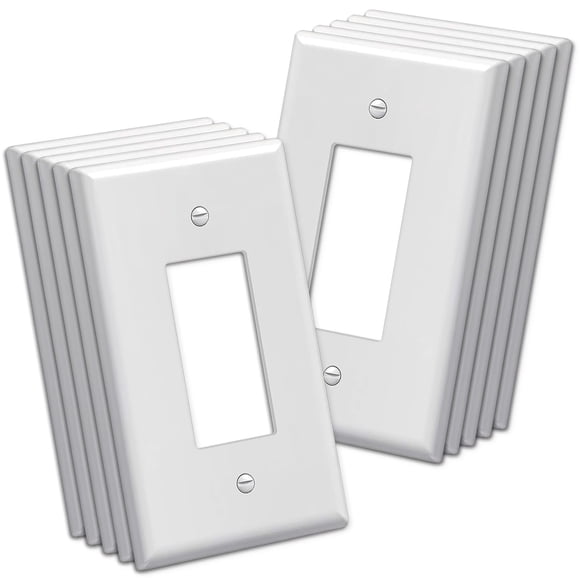 BESTTEN 10 Pack 1-Gang Oversize Decorator Wall Plate, Jumbo Decor Receptacle Outlet Cover, Unbreakable Polycarbonate Oversized Lig