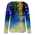 thumbnail image 5 of IROINNID Discount Womens Long Sleeve Tops Lounge Printing Round Neck Loose T-Shirt Autumn Blouse Pullover Tops,Blue, 5 of 5