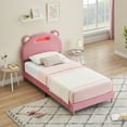 thumbnail image 7 of IDEALHOUSE Twin Bed Frame Upholstered Platform with LED Lights and Headboard, Strong Wooden Slats Support 350lbs Capacity, Twin Size Bed Frame for Kids Boys Girls Teens, No Box Spring Needed, Pink, 7 of 7