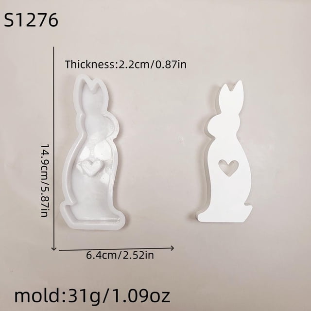 Easter Rabbits Heart Candle Silicone Molds DIY Rabbits Love Aromatherapy Plaster Cement Resin Soap Making Mold Crafts Home Decor