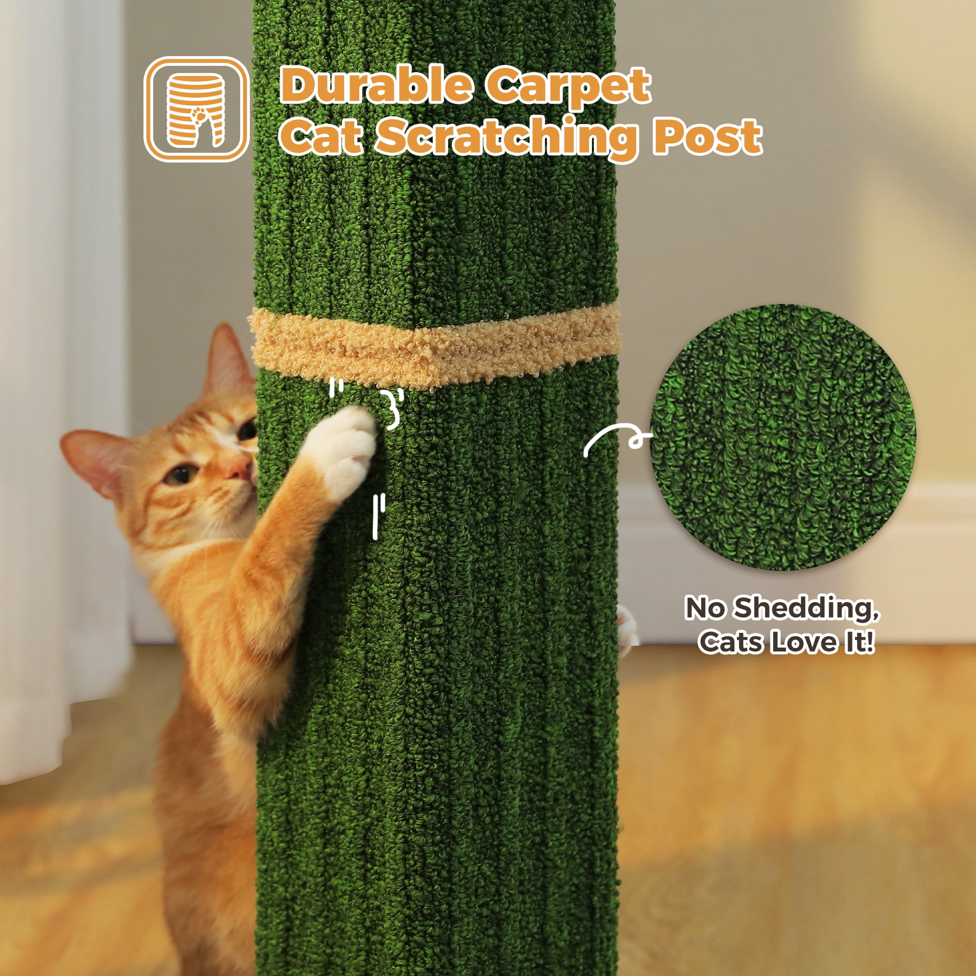 PAWZ Road 32" Tall Cat Scratching Post for Indoor Cats - Durable Cat Scratcher with Wide Base, Green
