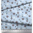 thumbnail image 2 of Soimoi Blue Rayon Crepe Fabric Paw Dog Printed Fabric 1 Yard 46 Inch Wide, 2 of 3