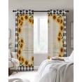 thumbnail image 4 of Sunflowers Blackout Curtains for Bedroom Living Room Darkening Curtains 84 Inch Length 2 Panels Set Summer Country Botanical Yellow Flowers Plaid Window Curtain Window Treatment Drapes 42"x84", 4 of 9