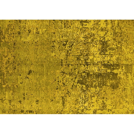 Ahgly Company Machine Washable Indoor Rectangle Oriental Yellow Industrial Area Rugs, 4' x 6'