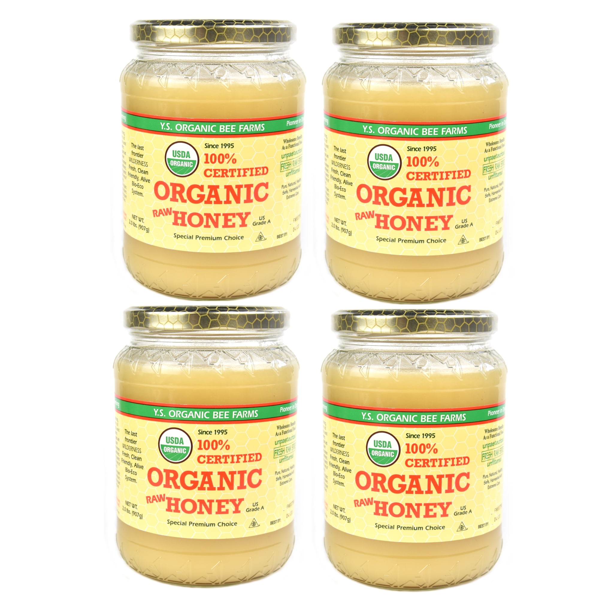 YS Organic Bee Farms Certified Organic Raw Honey Kosher 32oz (4