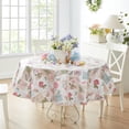 thumbnail image 2 of Newbridge Bella Rose Floral and Bird Postcard Print 70 inch Round Vinyl Flannel Backed Tablecloth, 2 of 7