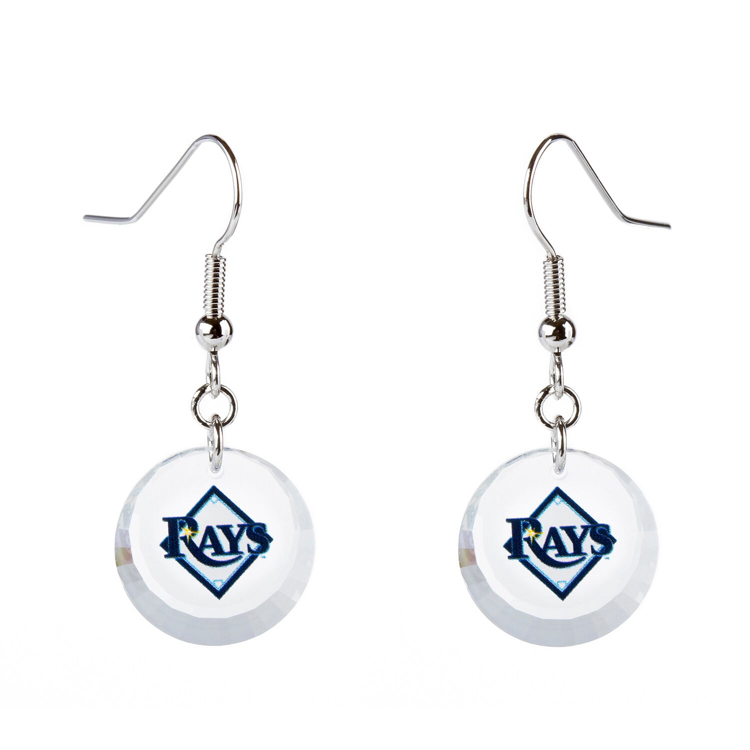 New York Yankees Crystal Earrings Pierced - Silver Tone, Dime-Size Charm, Officially Licensed