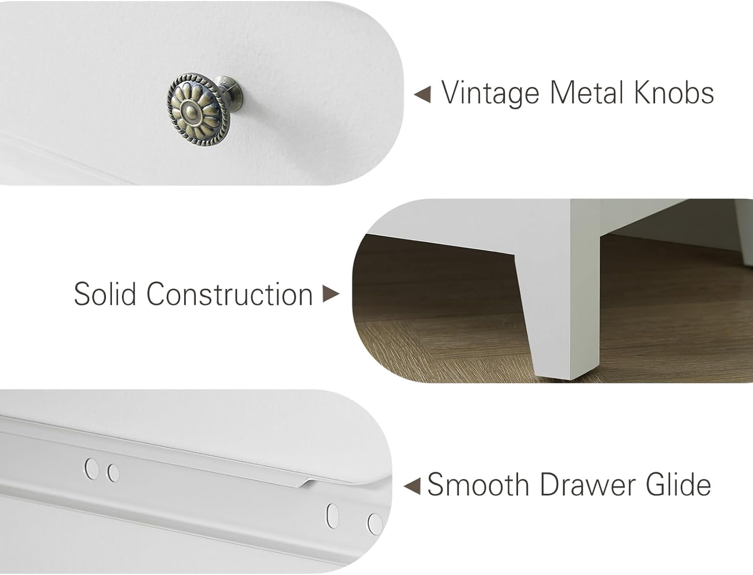 Boshiro Tall Dresser for Bedroom, 5 Drawer Dresser, Chest of Drawers, Organizer Drawers, for Hallway Entryway, White
