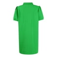 thumbnail image 4 of Huresd Dresses for Women Zipper Short Sleeve Dress Lapel Collar Solid Color Loose Fit Tunic Mini Dress Green L, 4 of 5