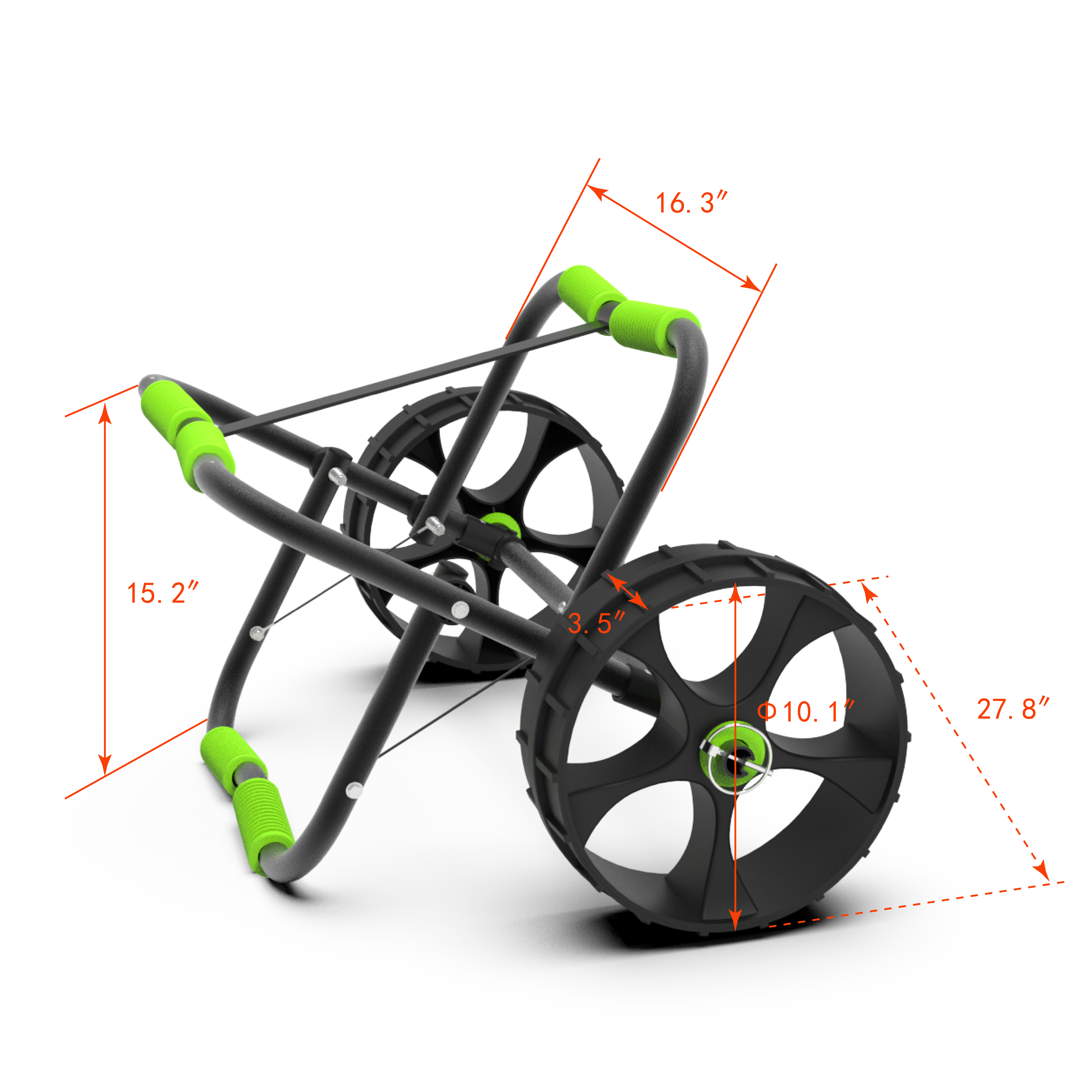 FDB 200LBS Universal Folding Bend Kayak Canoe Boat Carrier Dolly Trailer Tote Trolley Transport Cart Wheel for Carrying Kayaks, Canoes, Paddleboards, Float Mats, Boats Green