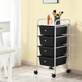 thumbnail image 2 of Alden Design 4 Drawers Metal Frame Storage Cart Rolling Bin Trolley, Black, 2 of 11