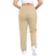 thumbnail image 4 of Amzcrzy Pantalones deportivos clásicos mujer plus size (L-5XL) - cintura elástica alta, cordón, bolsillos, pierna recta cómoda Beige, 4 of 6