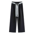thumbnail image 5 of EDFBUYKRS Female Women Pants Casual Sweatpants Women Petite Short Set Women's Casual Pants Lace Trim Straight Leg Pants Comfortable Breathable Summer Fall Travel Outdoor Everyday Wear L, 5 of 5