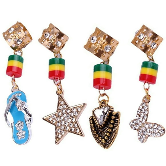 Bague de tresse à cheveux Mode: 4pcs strass dreadlock perle accessoire pour femmes