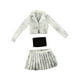 thumbnail image 5 of Conjunto de minivestido de chaqueta corta, falda plisada y top de tubo a escala 1/6 para figura Negro blanco, 5 of 9