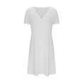 thumbnail image 4 of Ahuyic Womens Summer Casual Dress,Womens Plus Size Dress,Womens Solid Color Short Short Sleeve-Neck Mid-Calf Dress,White,S, 4 of 4