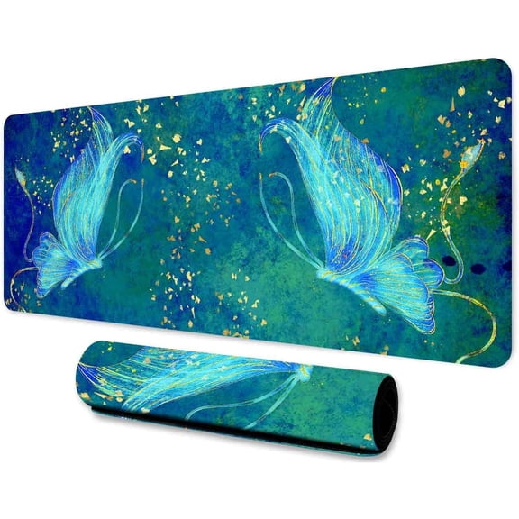 Butterfly Large Mouse Pad 31.5x11.8 Inches Fantastic Cartoon Insect Moth Pattern Printed Game Mouse Pad for Work Game Office Home BDXPMN164