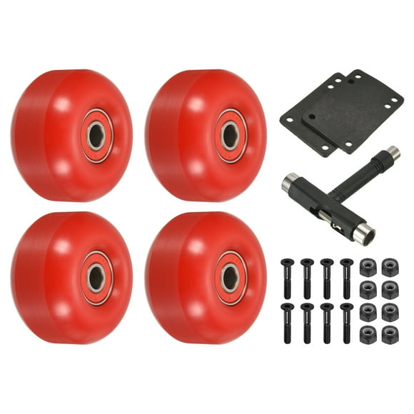 Juego de ruedas y rodamientos de patineta Uxcell de 52mm, ruedas de calle para patinetas, ruedas de crucero 95A, rojas, paquete de 4
