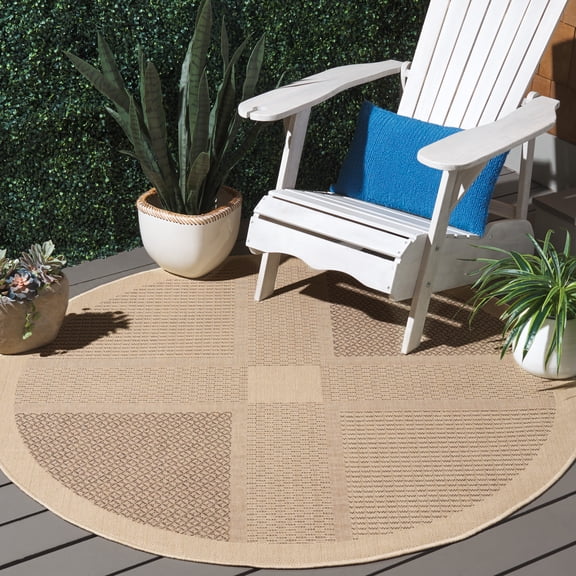 Safavieh Courtyard Eileen Geometric Indoor/Outdoor Area Rug, Natural/Brown, 6'7" x 6'7" Round