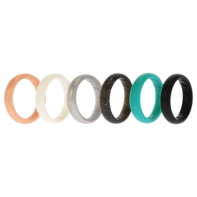 Juego de anillos sólidos BR de boda de silicona - Basic-Metal by ROQ para mujer - Anillo de 6 x 9 mm