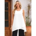 thumbnail image 4 of DARING DIVA Women's High Low Casual Sleeveless Chiffon Blouse Asymmetrical L White, 4 of 7
