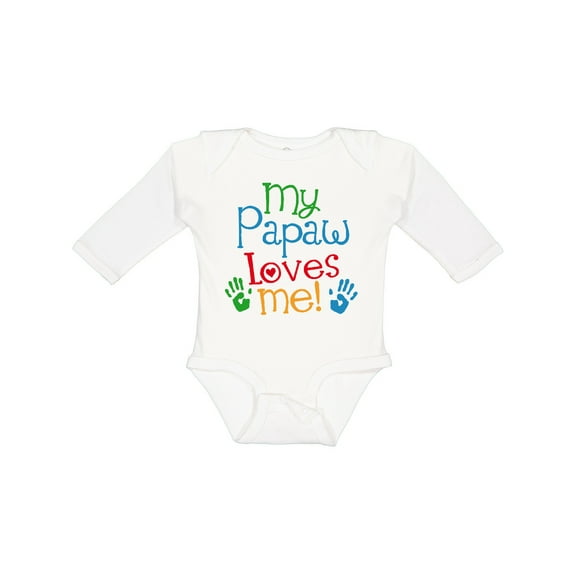 Inktastic My Papaw Loves Me Boys or Girls Long Sleeve Baby Bodysuit