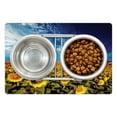 thumbnail image 1 of Sunflower Pet Mat for Food and Water, Exposure Photo of Flower Garden Field Skyline Summer Nature Image, Non-Slip Rubber Mat for Dogs and Cats, 18" X 12", by Ambesonne, 1 of 2