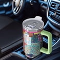 thumbnail image 4 of 40 oz Bohemia Theme Tumbler | College Students | Handle | Spill-Proof Lid | 40oz Boho Tumbler | Straw | Double Insulated | Back to College, 4 of 5