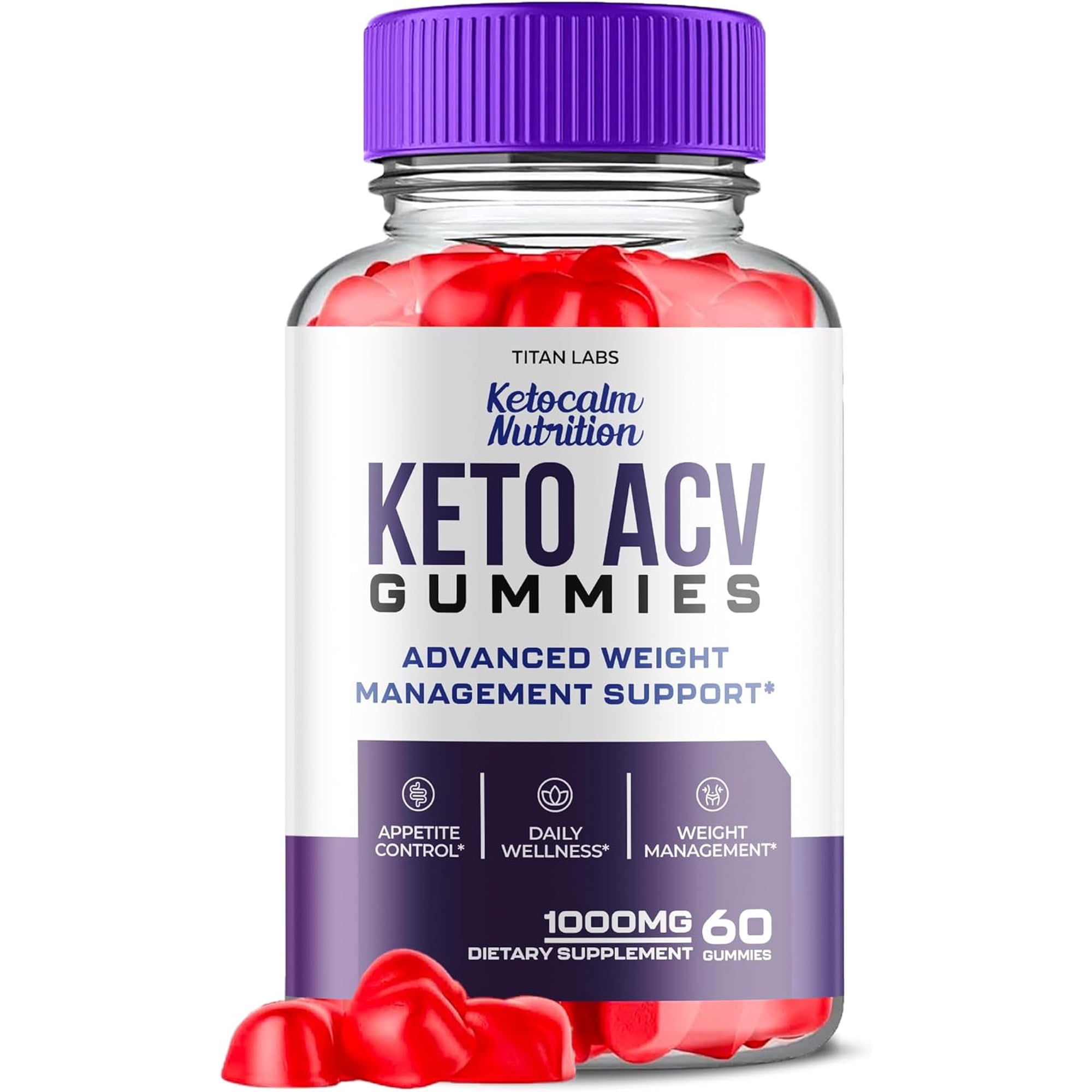 (1 Pack) Ketocalm Nutrition Keto ACV Gummies - Apple Cider Vinegar Supplement for Weight Loss - Energy & Focus Boosting Dietary Supplements for Weight Management & Metabolism - Fat Burn - 60 Gummies