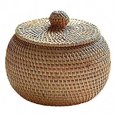 thumbnail image 1 of Round Rattan Box with Lid - Handwoven Storage Box for Home Decor, 1 of 3