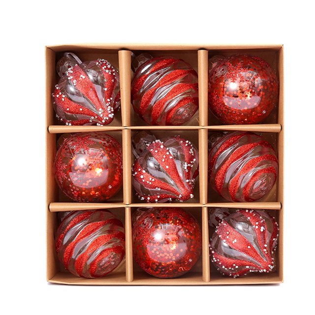 Gibobby 9PCS Diseño creativo de Navidad exquisita Ventas al por Suministros decorativos de Navidad Diseño de sitios decorativa de regalo del festival(Rojo)