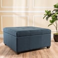 thumbnail image 1 of Carlsbad Dark Blue Fabric Storage Ottoman, 1 of 7