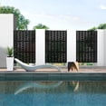 thumbnail image 3 of POSHIONS Decorative Privacy Screen Outdoor Divider with Stand Metal Corten Steel 76" x 47.2" x 15.7" Black, 3 of 5