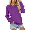 thumbnail image 3 of Sweatshirts for Women V Neck Loose Fit Long Sleeve Pullover with Pockets Soft Soild Color Stretch Athletic Top, 3 of 6