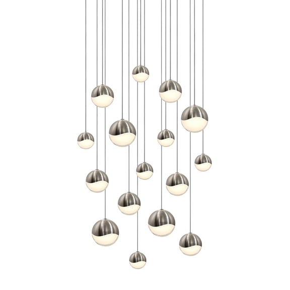 Sonneman 2923.13-AST Grapes 16 Light 24" Wide Led Suspension Multi Light Pendant - Nickel