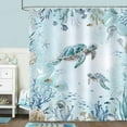 thumbnail image 2 of Sea Turtle Shower Curtain for Bathroom Teal Blue Ocean Beach Coastal Decorative Bath Curtain 72 x 84 Inch Polyester Fabric Waterproof Bathroom Curtain with 12 Hooks, 2 of 6