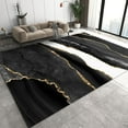 thumbnail image 1 of Black White Marble Texture Area Rug, Gold Stripe Light Luxury Printed Rugs, Rug, Machine Washable Non-Slip Carpet for Living Room Bedroom Home Decor Mat 4x6, 1 of 6