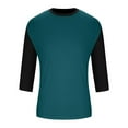 thumbnail image 4 of S-5XL Mens Big & Tall T Shirts 3/4 Sleeve Plus Size Crewneck Pajamas Tops Casual Color-Block Pullover Loungewear Athletic Workout Tshirts, 4 of 5