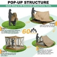 thumbnail image 5 of COBIZI 10x10 Pop up Gazebo Screen Tent Screen House for Camping,5 Sided Pop-up Camping Canopy Shelter Tent with Mesh Windows,Portable Outdoor Quick-set Hub Tent with Carrying Bag&Ground Stakes,Khaki, 5 of 12