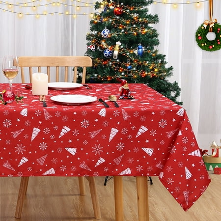

Sakiyrr Christmas Tablecloth Rectangular Xmas Tree Pattern Table Cover for Holiday Family Gathering