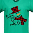 thumbnail image 4 of Inktastic Baby It's Cold Outside Cute Snowman in Plaid Print Women's V-Neck T-Shirt, 4 of 5