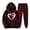 Wine, variant on JURANMO Hoodie Sweatsuit for Women 2 Piece Sets Cute Teen Girls Heart Graphic Hooded Pullover Tops and Elastic Waist Jogging Sweatpants Tracksuit Pink L