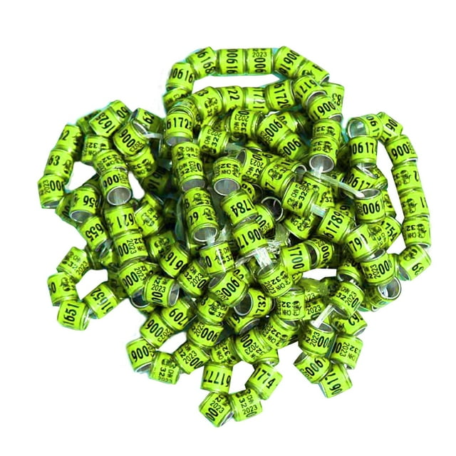 TISHITA 50x 2023 Racing Pigeon Leg Rings 8mm Foot Bands for Parrot Chicks Ducks Yellow